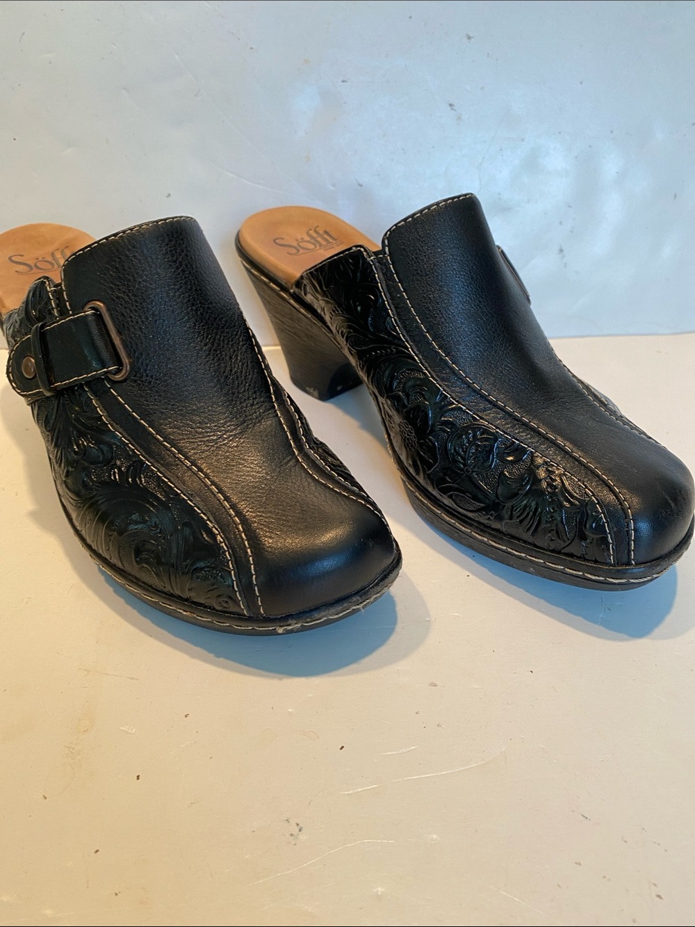 Softt Black Leather Mule Clog